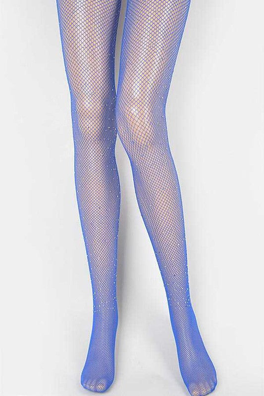 LA Jewelry Plaza Rhinestone Accent Fishnet Stockings in 7 Colors