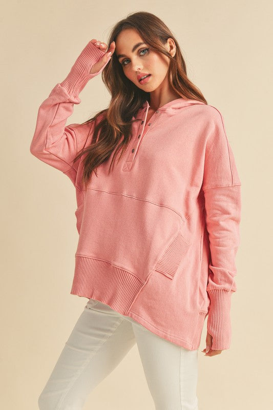 Aemi + Co Vivi Pullover Oversized Hooded Tunic Sweatshirt in 9 Colors