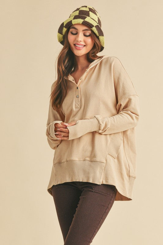 Aemi + Co Vivi Pullover Oversized Hooded Tunic Sweatshirt in 9 Colors