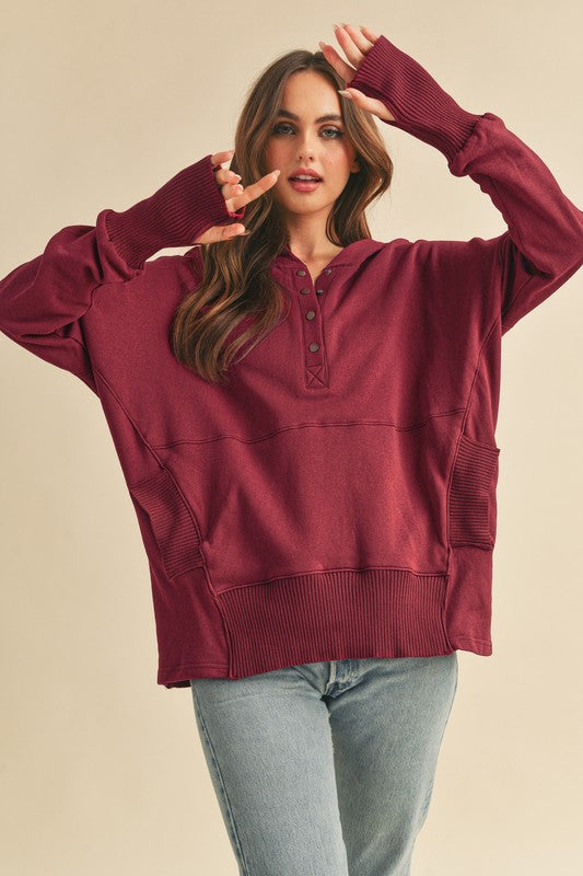 Aemi + Co Vivi Pullover Oversized Hooded Tunic Sweatshirt in 9 Colors