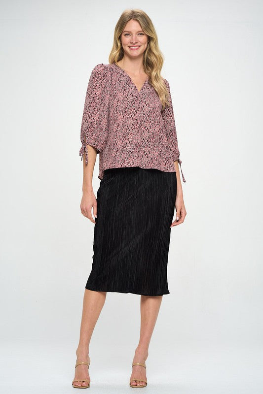 Renee C Plisse Midi Skirt