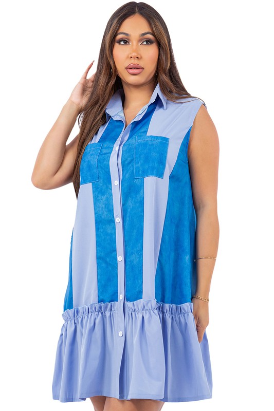 BY CLAUDE SLEEVELESS MINI SHIRT DRESS