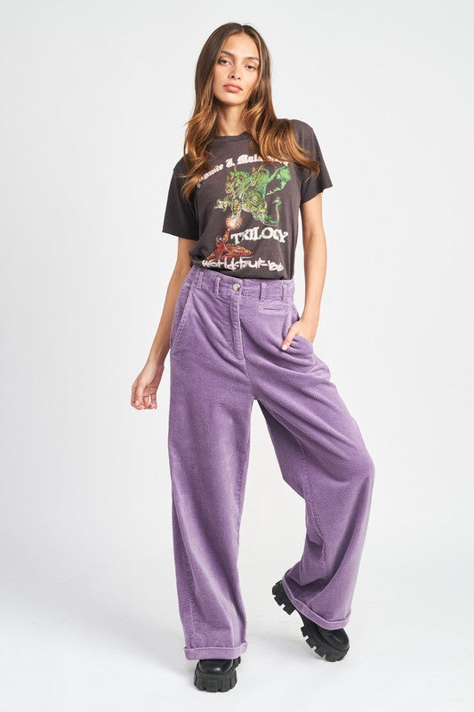 EMORY PARK WIDE LEG CORDUROY PANTS WITH POCKETS