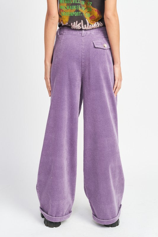 EMORY PARK WIDE LEG CORDUROY PANTS WITH POCKETS