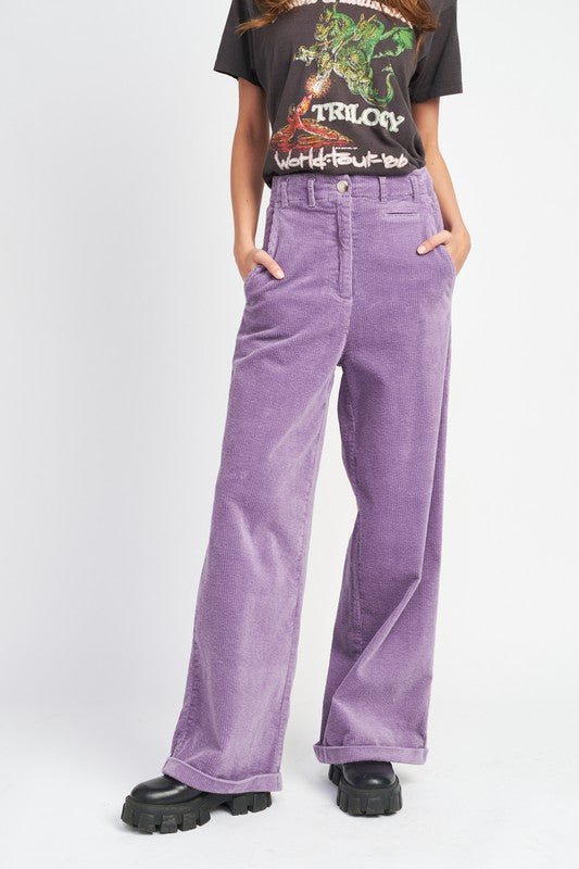 EMORY PARK WIDE LEG CORDUROY PANTS WITH POCKETS