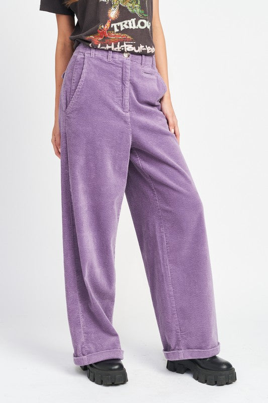 EMORY PARK WIDE LEG CORDUROY PANTS WITH POCKETS