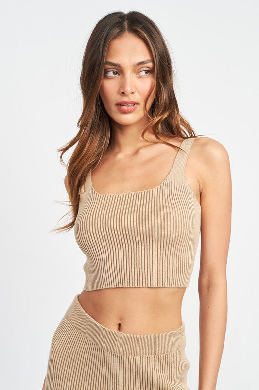 EMORY PARK SQUARE NECK CROPPED SLEEVELESS TOP