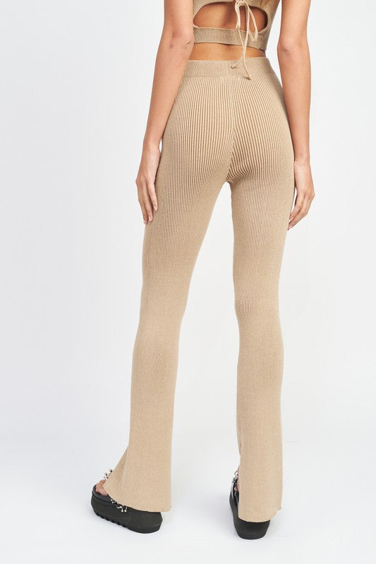 EMORY PARK HIGH RISE RIBBED SLIT PANTS