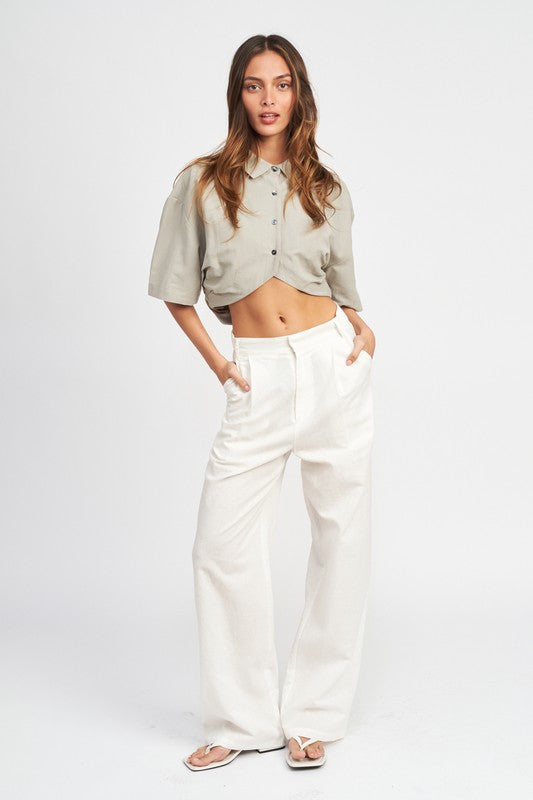 EMORY WIDE SLEEVE CROPPED SHIRT