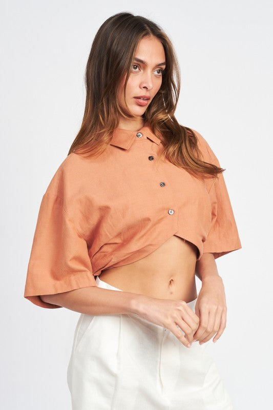 EMORY WIDE SLEEVE CROPPED SHIRT