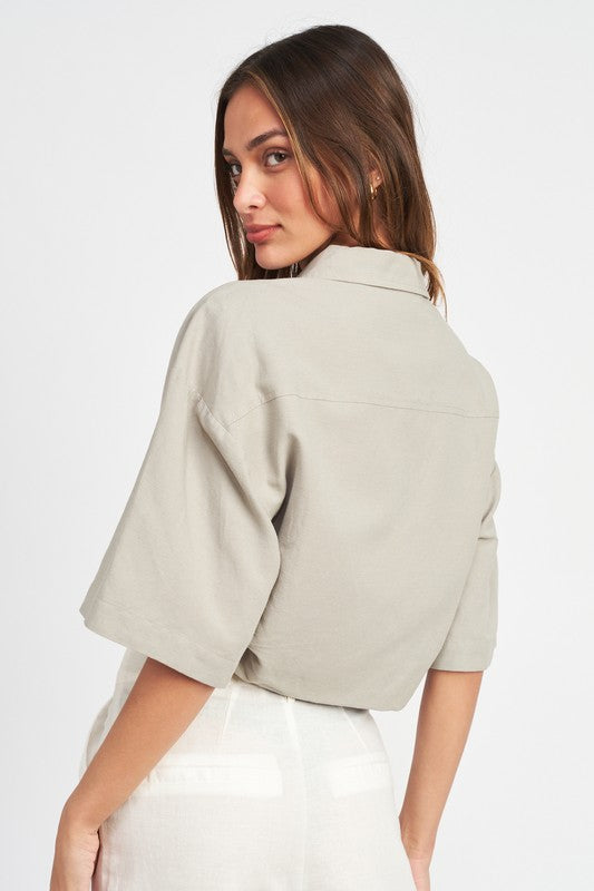 EMORY WIDE SLEEVE CROPPED SHIRT