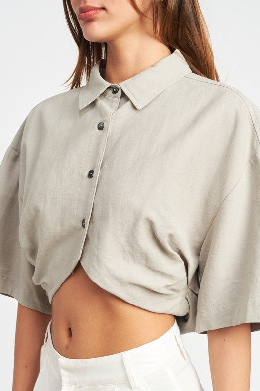 EMORY WIDE SLEEVE CROPPED SHIRT