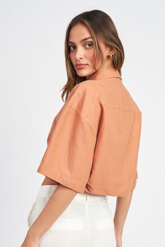 EMORY WIDE SLEEVE CROPPED SHIRT