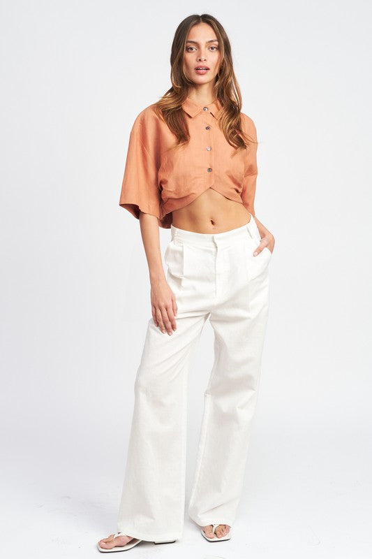 EMORY WIDE SLEEVE CROPPED SHIRT