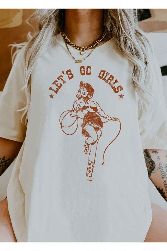 ROSEMEAD LOS ANGELES CO UNISEX LETS GO GIRLS WESTERN OVERSIZED GRAPHIC T-SHIRT IN 5 COLORS