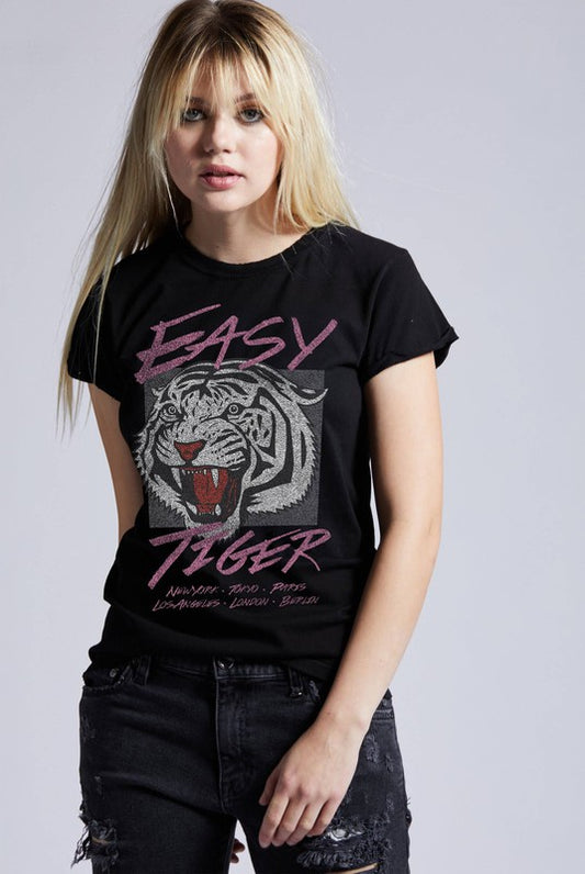 Recycled Karma "Easy Tiger Around the World" Fitted Graphic Tee