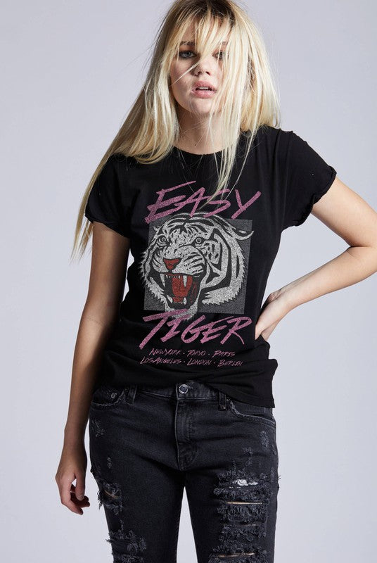 Recycled Karma "Easy Tiger Around the World" Fitted Graphic Tee