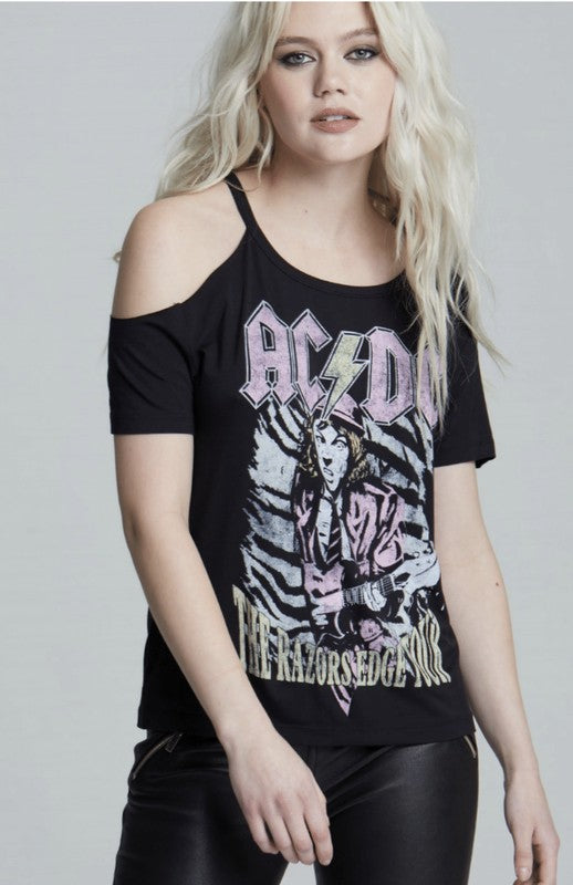 Recycled Karma AC/DC Razors Edge Tour Cold Shoulder Tee