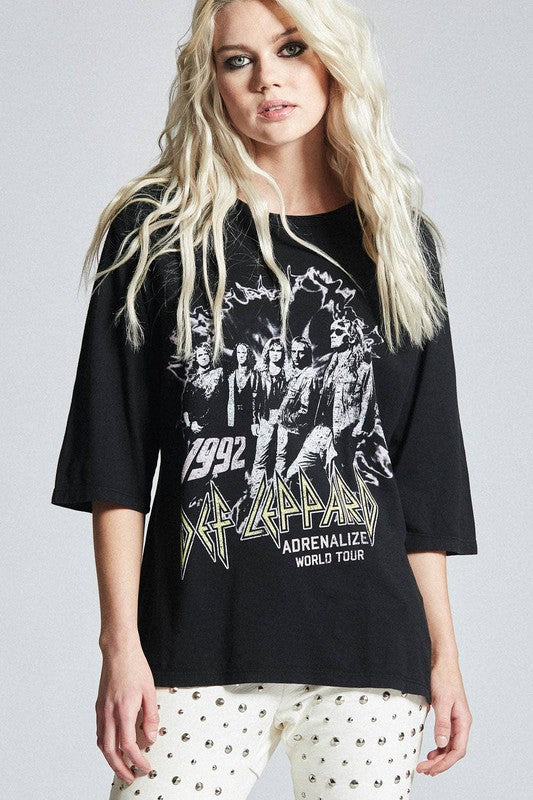 Recycled Karma "Def Leppard Adrenalize World Tour" 3/4 Sleeve Graphic Tee