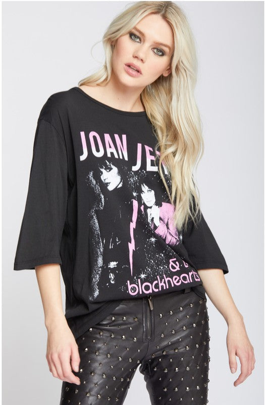 Recycled Karma "Joan Jett & The Blackhearts" Oversized Half Sleeve Graphic Tee