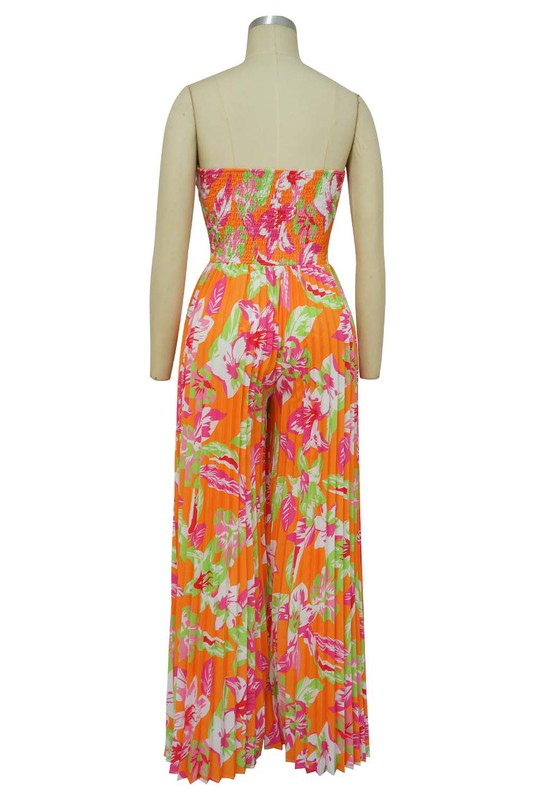 BY CLAUDE STRAPLESS FLORAL JUMPSUIT