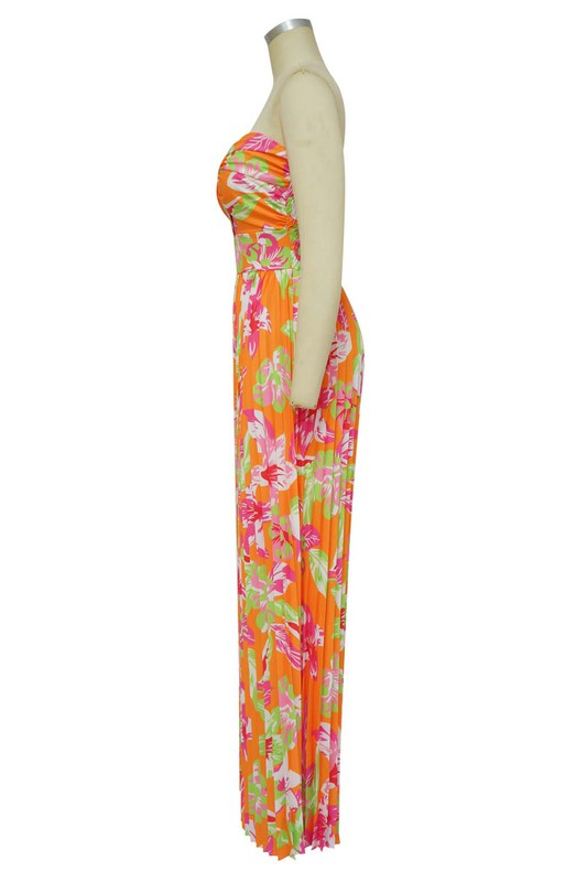 BY CLAUDE STRAPLESS FLORAL JUMPSUIT