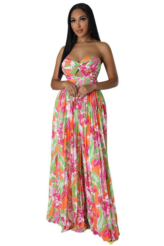 BY CLAUDE STRAPLESS FLORAL JUMPSUIT