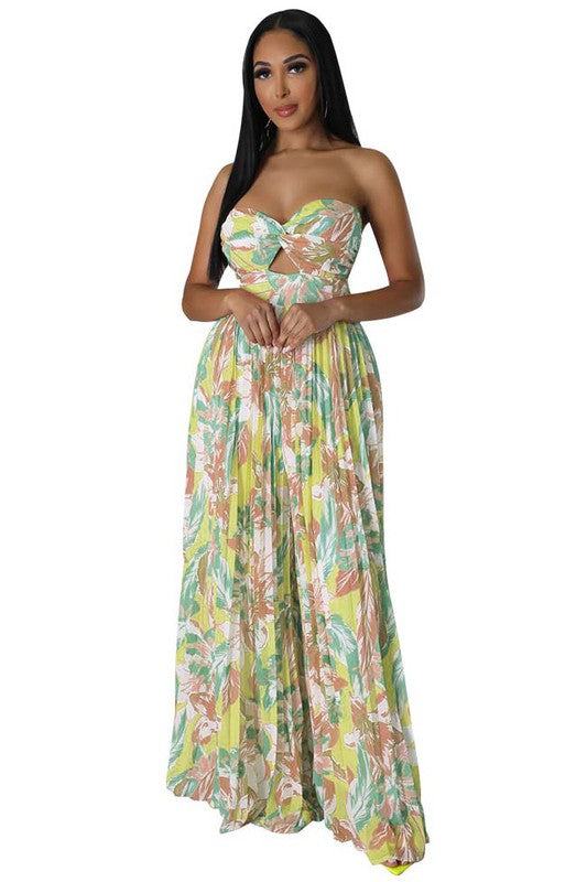 BY CLAUDE STRAPLESS FLORAL JUMPSUIT