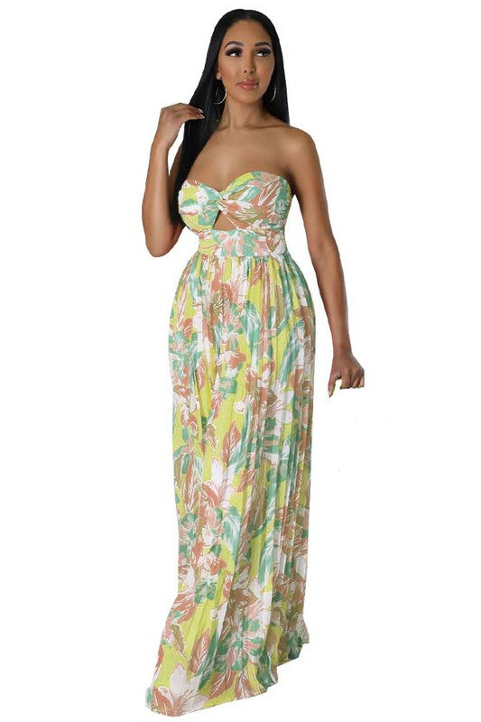 BY CLAUDE STRAPLESS FLORAL JUMPSUIT