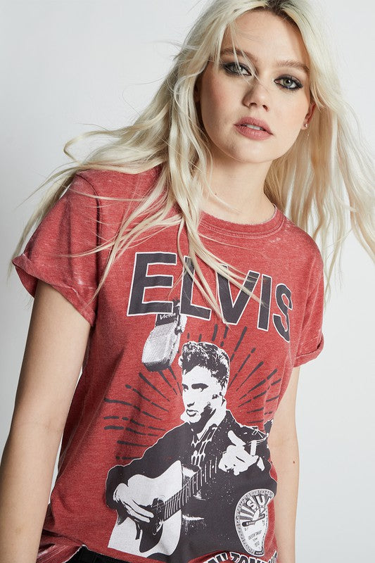 Recycled Karma "Sun Records X Elvis" Vintage Washed Distressed Graphic Tee