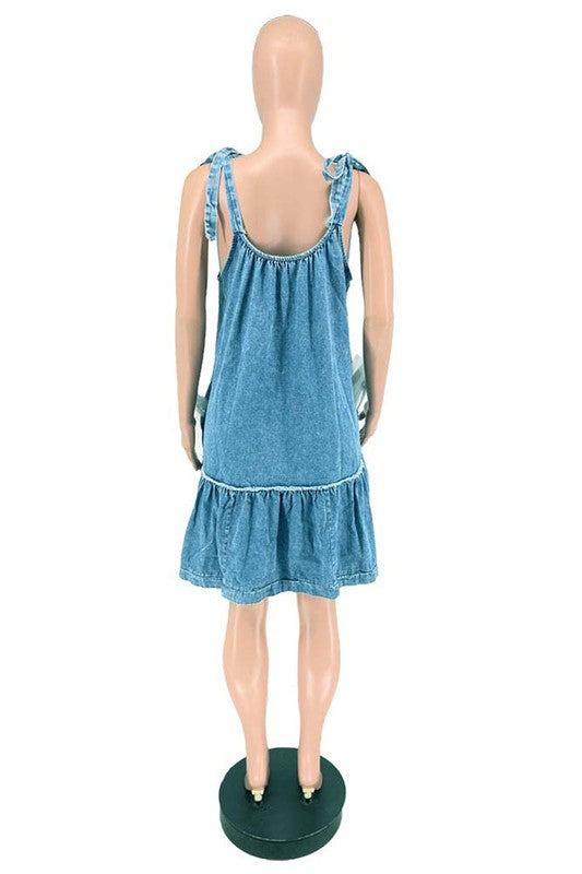 BY CLAUDE GAUZE TIERED TIE SHOULDER MINI DRESSIN 2 COLORS