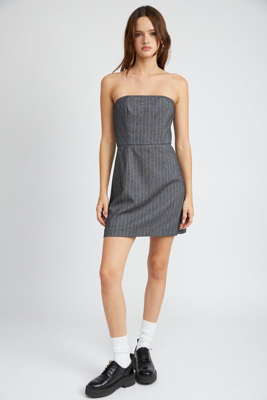 EMORY PARK PINSTRIPE TUBE MINI DRESS IN 2 COLORS