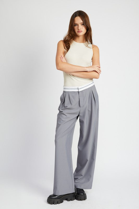 EMORY PARK REVERSE WAIST BAND TAILORED PANTS