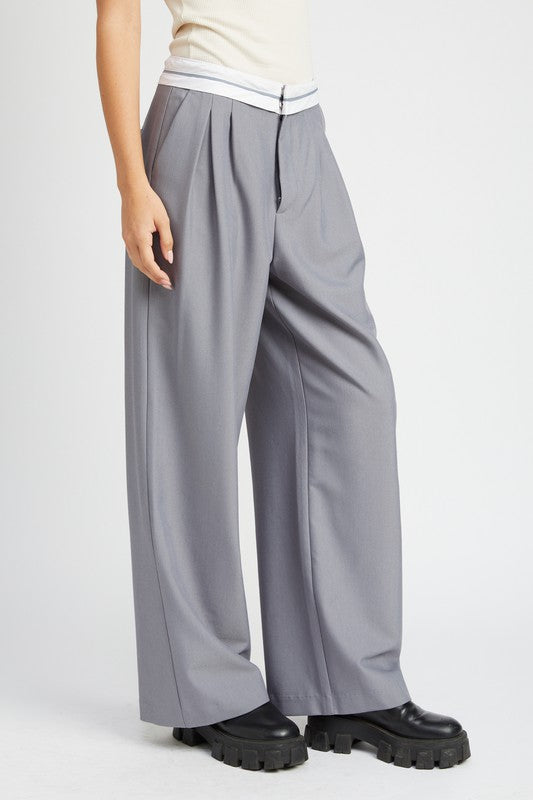 EMORY PARK REVERSE WAIST BAND TAILORED PANTS