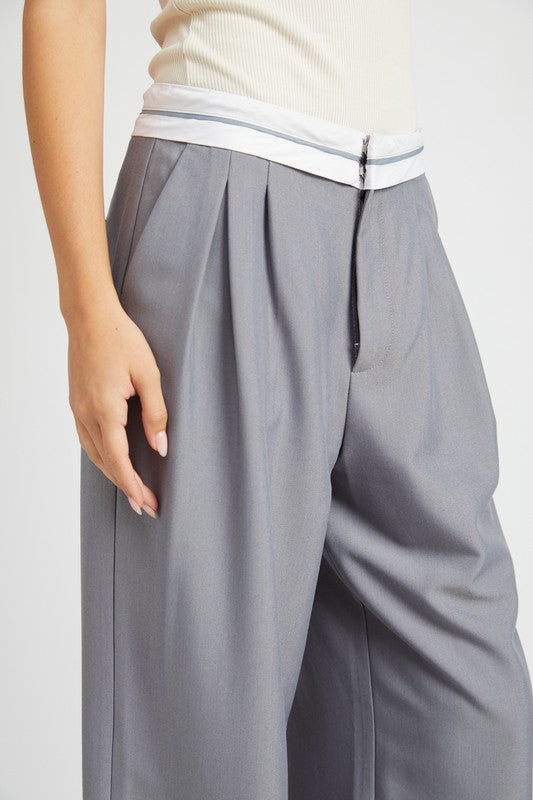 EMORY PARK REVERSE WAIST BAND TAILORED PANTS