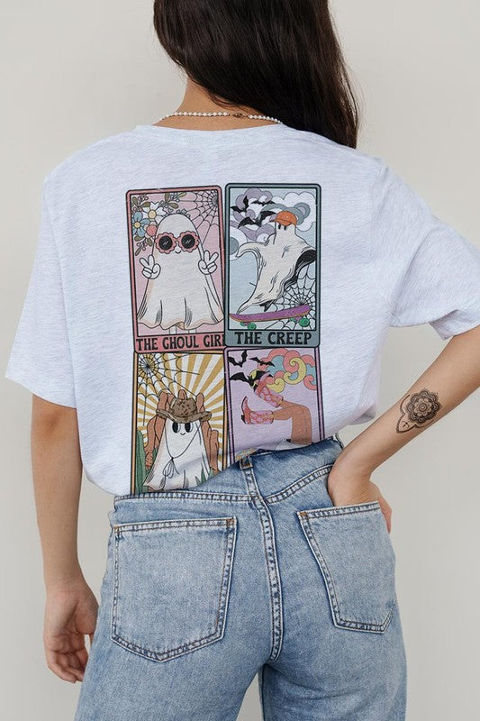 Color Bear UNISEX Halloween Ghosts Tarot Cards Graphic Tee in 20 Colors