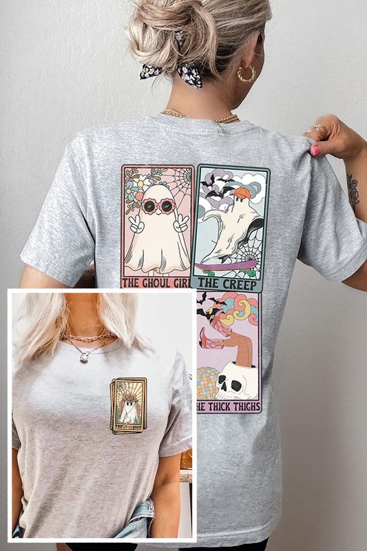 Color Bear UNISEX Halloween Ghosts Tarot Cards Graphic Tee in 20 Colors