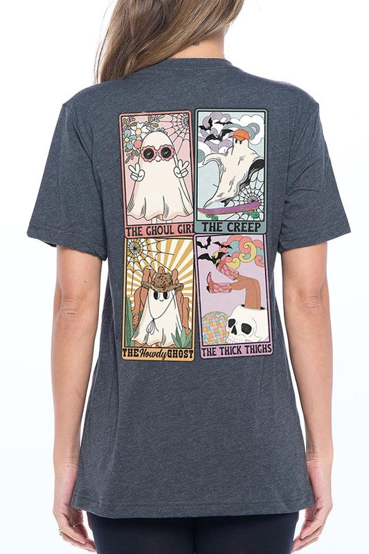 Color Bear UNISEX Halloween Ghosts Tarot Cards Graphic Tee in 20 Colors