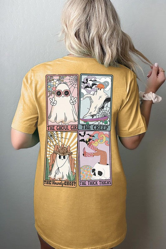 Color Bear UNISEX Halloween Ghosts Tarot Cards Graphic Tee in 20 Colors