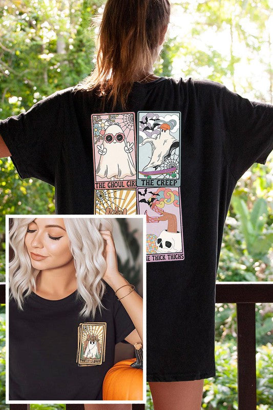 Color Bear UNISEX Halloween Ghosts Tarot Cards Graphic Tee in 20 Colors