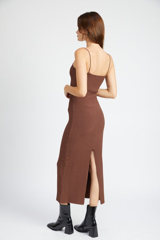 EMORY PARK BODYCON RIB KNIT CAMI MAXI DRESS IN 2 COLORS