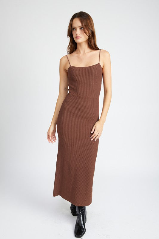 EMORY PARK BODYCON RIB KNIT CAMI MAXI DRESS IN 2 COLORS