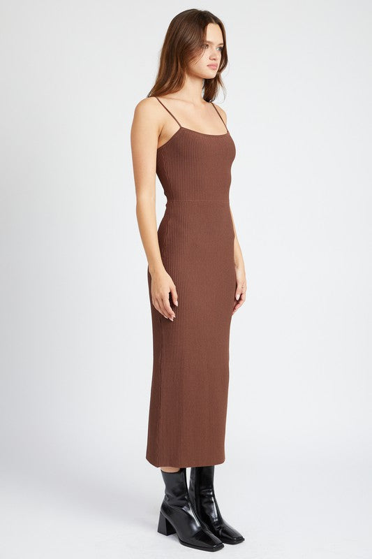 EMORY PARK BODYCON RIB KNIT CAMI MAXI DRESS IN 2 COLORS