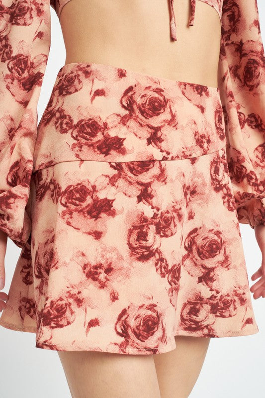 EMORY PARK FLORAL FLARED MINI SKIRT