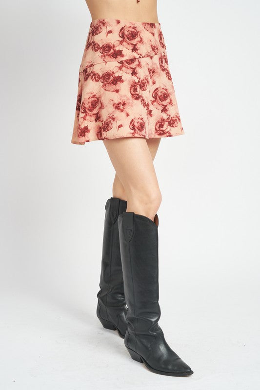 EMORY PARK FLORAL FLARED MINI SKIRT