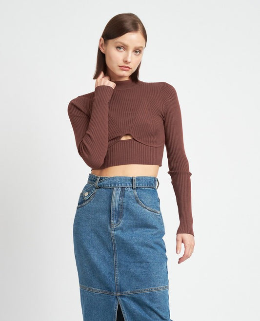 Emory Park Cutout Mock Neck Crop Top in 3 Colors