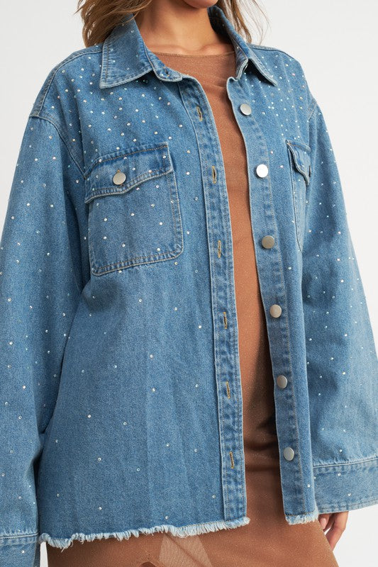 EMORY PARK OVERSIZED RHINESTONE DENIM JACKET