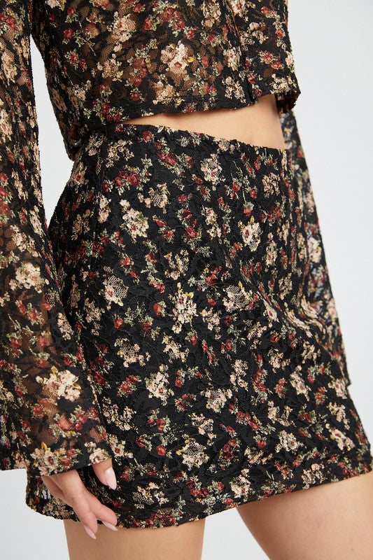 EMORY PARK LACE EMBROIDERY MINI SKIRT