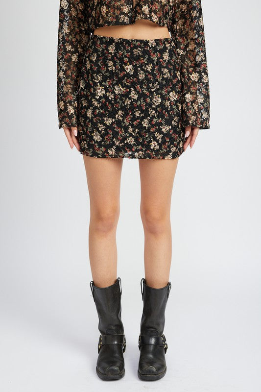 EMORY PARK LACE EMBROIDERY MINI SKIRT