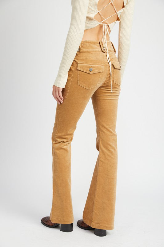 Emory Park Low Rise Sueded Bell Bottoms Pants in 2 Colors